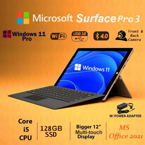 Microsoft Surface Pro 3 intel Corei5, 128GB SSD, 4GB Ram, Windows 10